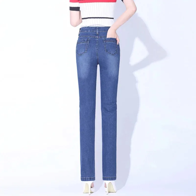 New Brand Luxury Pants Women High Waist Skinny Stretch Jeans Female Dark Blue Slim Fit Pants High Quality  Trousers