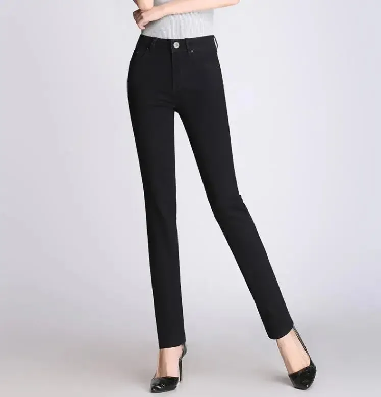 New Brand Luxury Pants Women High Waist Skinny Stretch Jeans Female Dark Blue Slim Fit Pants High Quality  Trousers