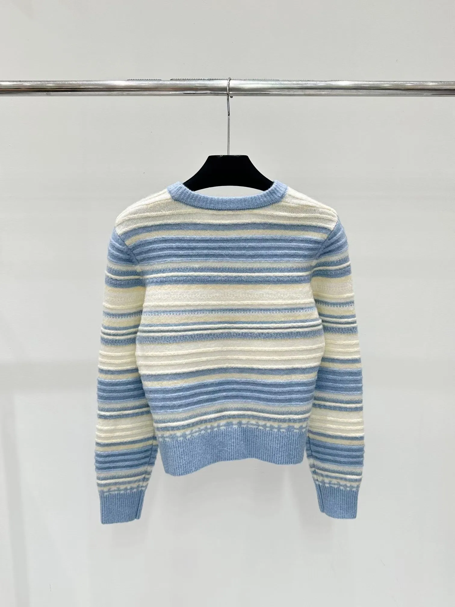 New Color Stripe Color Block Knitted Sweater