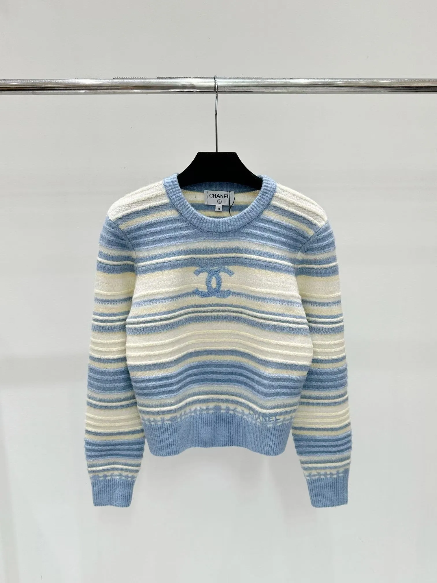 New Color Stripe Color Block Knitted Sweater