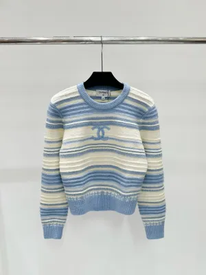 New Color Stripe Color Block Knitted Sweater