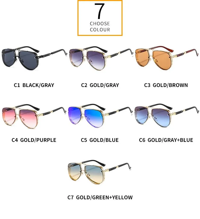 New Hollow Pattern Oval Sunglasses Men Women Luxury Trend Brand Designer Metal Alloy Frame All Fitness Sun Glasses UV400