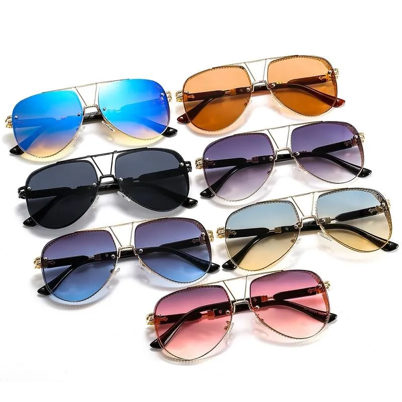 New Hollow Pattern Oval Sunglasses Men Women Luxury Trend Brand Designer Metal Alloy Frame All Fitness Sun Glasses UV400