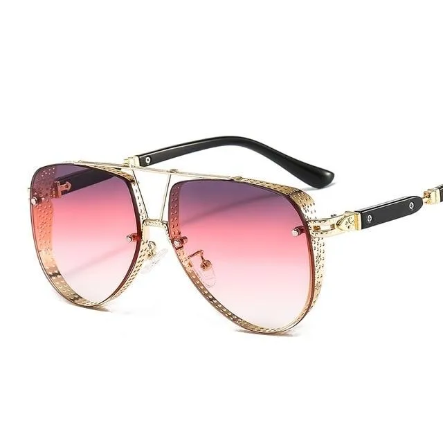 New Hollow Pattern Oval Sunglasses Men Women Luxury Trend Brand Designer Metal Alloy Frame All Fitness Sun Glasses UV400