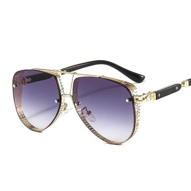 New Hollow Pattern Oval Sunglasses Men Women Luxury Trend Brand Designer Metal Alloy Frame All Fitness Sun Glasses UV400