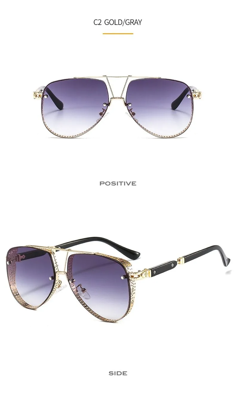 New Hollow Pattern Oval Sunglasses Men Women Luxury Trend Brand Designer Metal Alloy Frame All Fitness Sun Glasses UV400