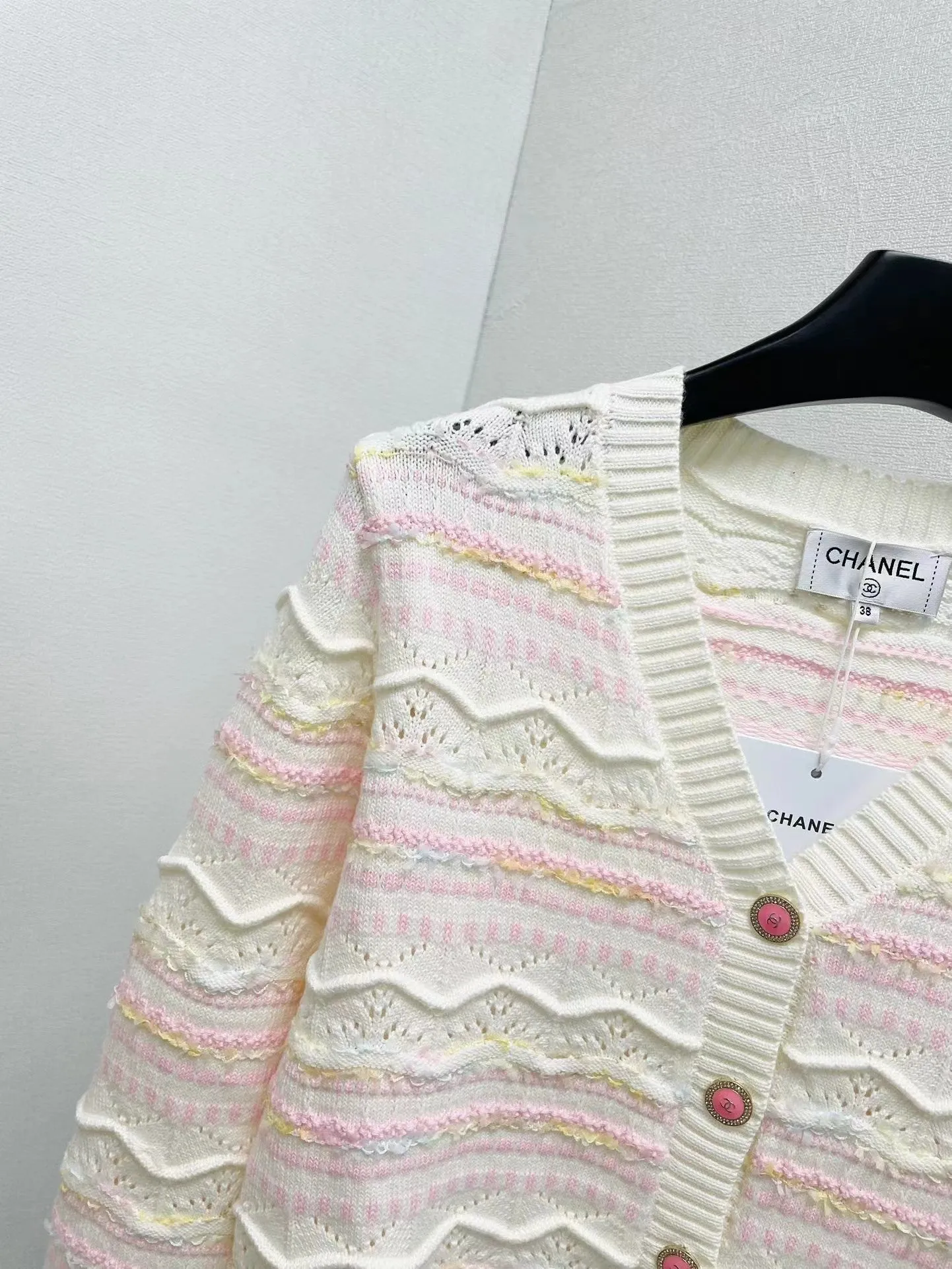 New style spliced hollow knitted cardigan
