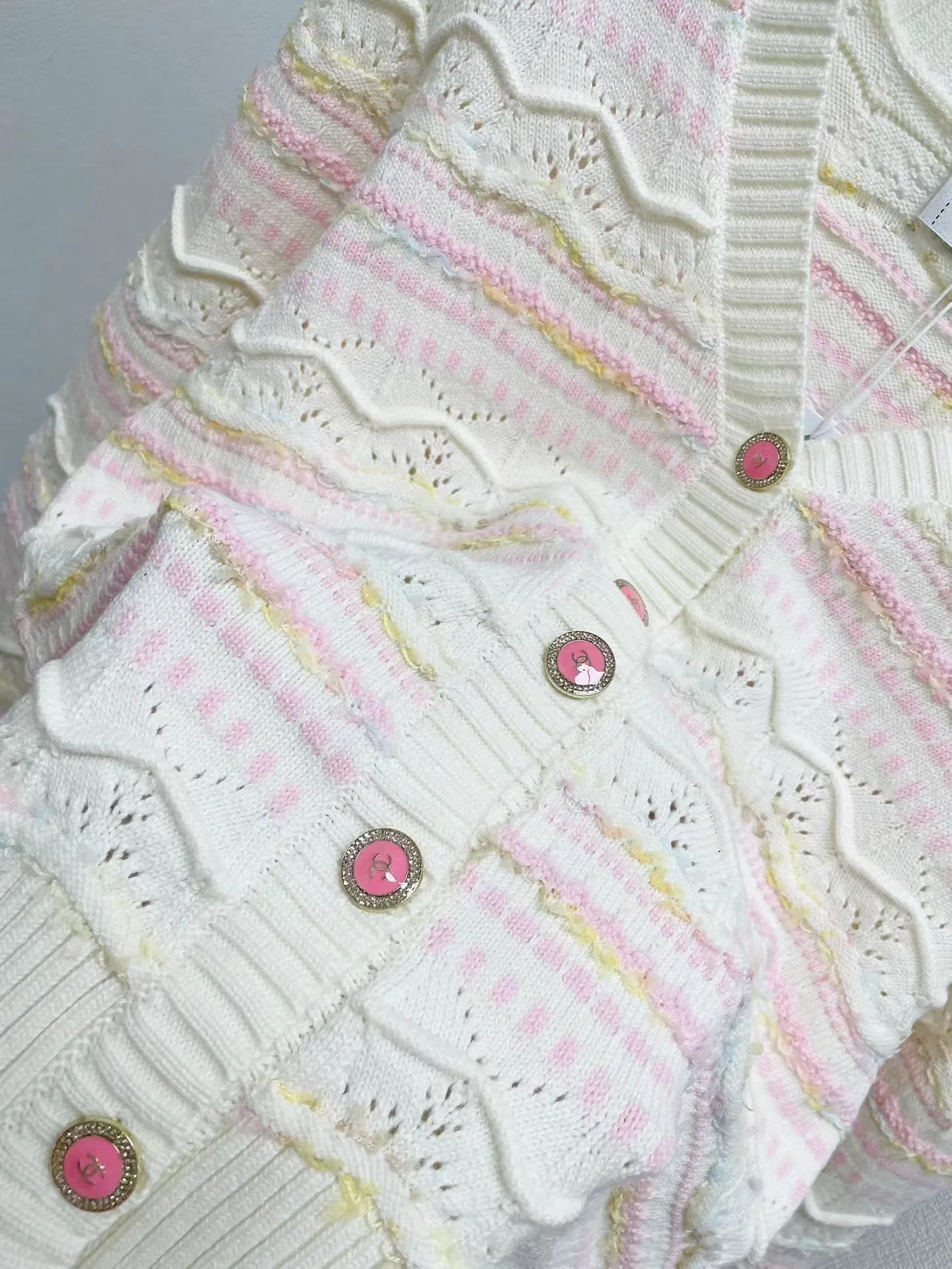 New style spliced hollow knitted cardigan