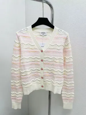 New style spliced hollow knitted cardigan