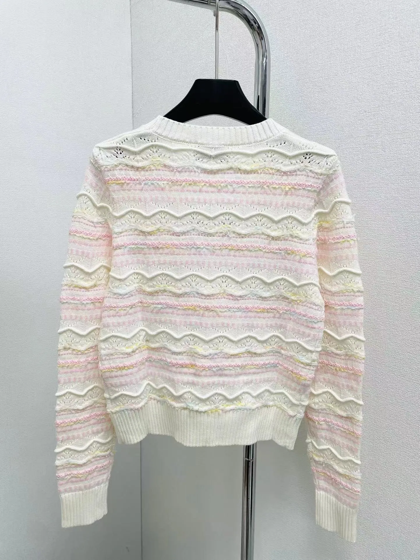New style spliced hollow knitted cardigan