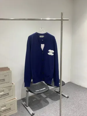 New Style Terry Embroidered Logo Knit Cardigan