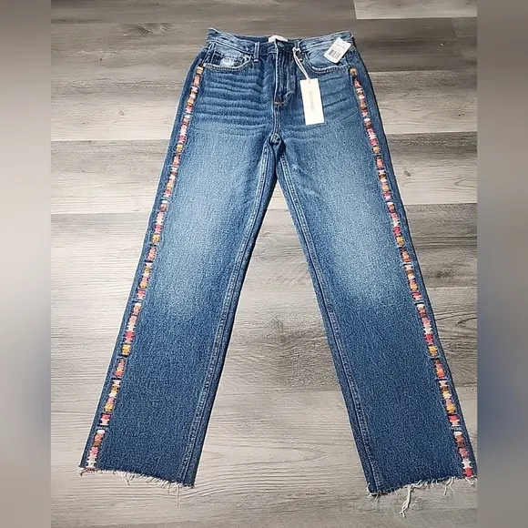 NWT Driftwood Royce Straight Crop Jeans in Kaleidoscope Embroidery | 25