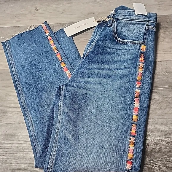 NWT Driftwood Royce Straight Crop Jeans in Kaleidoscope Embroidery | 25