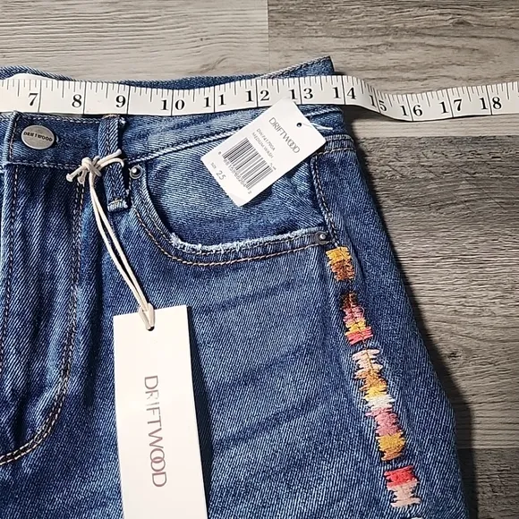 NWT Driftwood Royce Straight Crop Jeans in Kaleidoscope Embroidery | 25