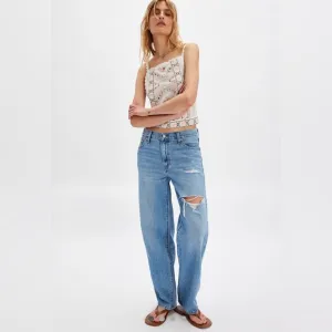 NWT FREE PEOPLE x LEVIS Premium Denim Baggy Dad Jeans Distressed 30