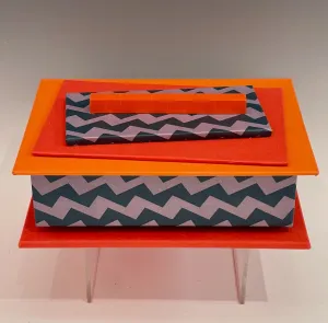 Orange Zig Zag Handmade Mixed Media Box JS110