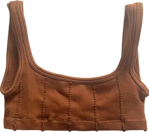 Out From Under Brown Ribbed Tank Crop Top XS