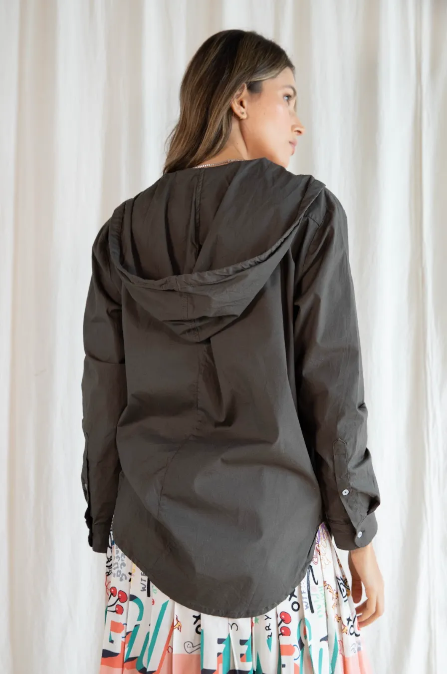Oversized Hooded Military Shirt