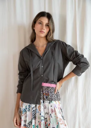 Oversized Hooded Military Shirt