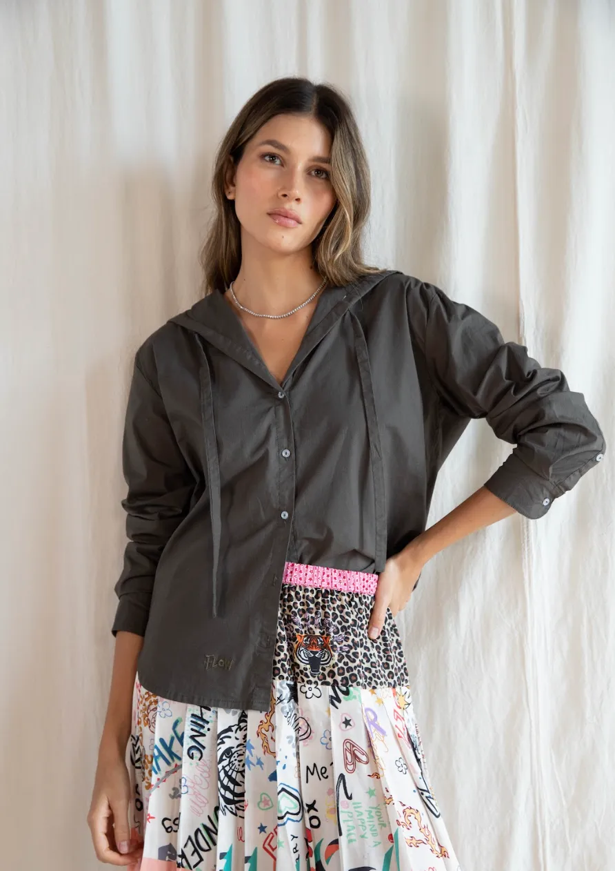 Oversized Hooded Military Shirt