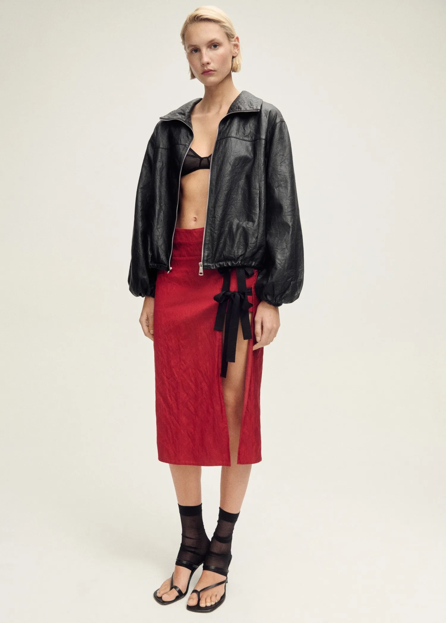 Oversized leather jacket