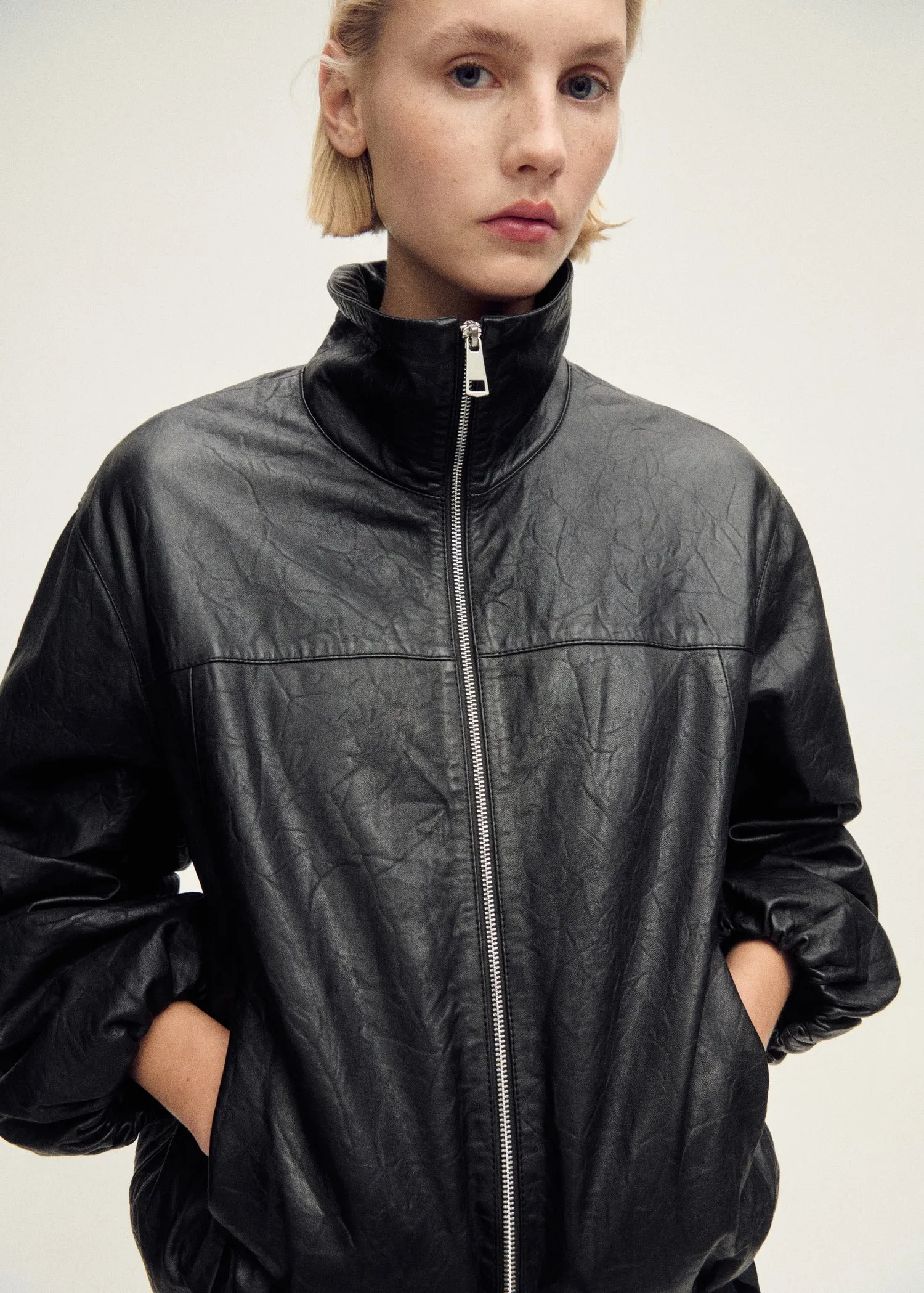 Oversized leather jacket