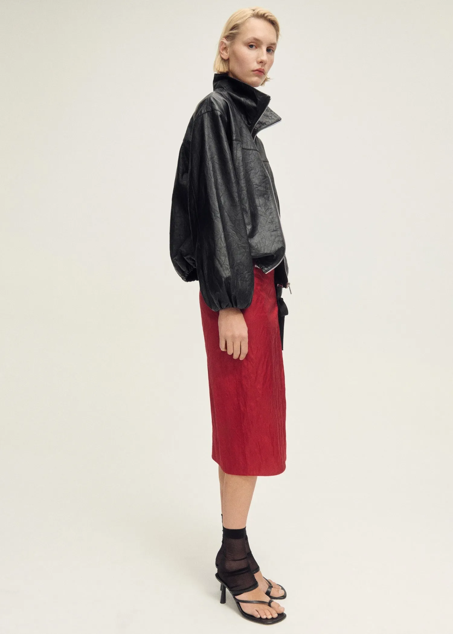 Oversized leather jacket