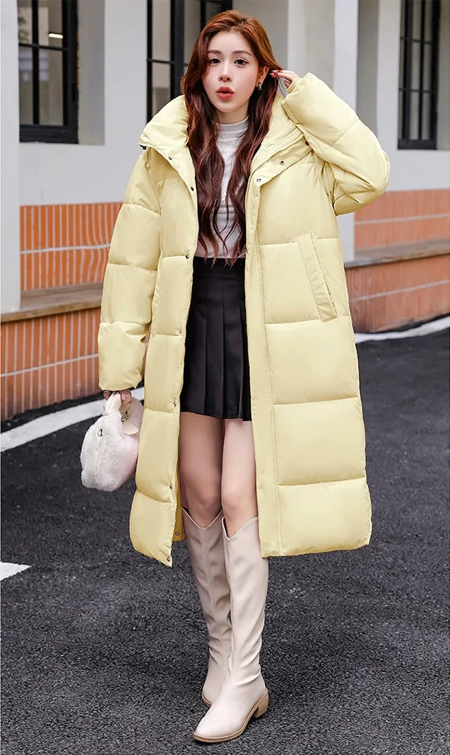 Oversized Relaxed-Fit Windproof Puffer Jacket with Full Zip