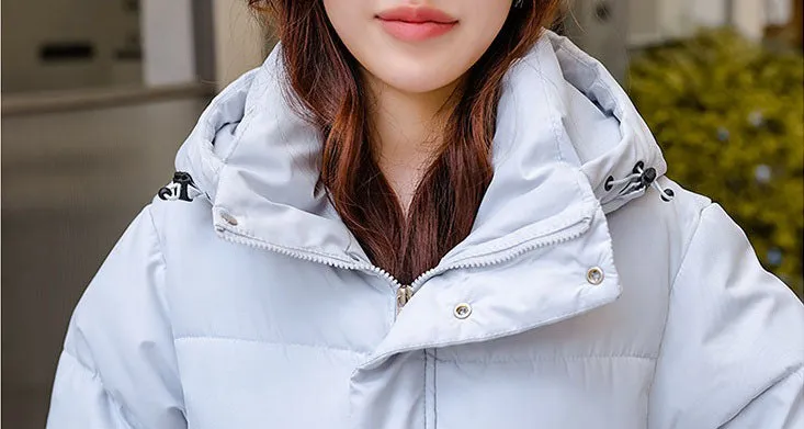 Oversized Relaxed-Fit Windproof Puffer Jacket with Full Zip