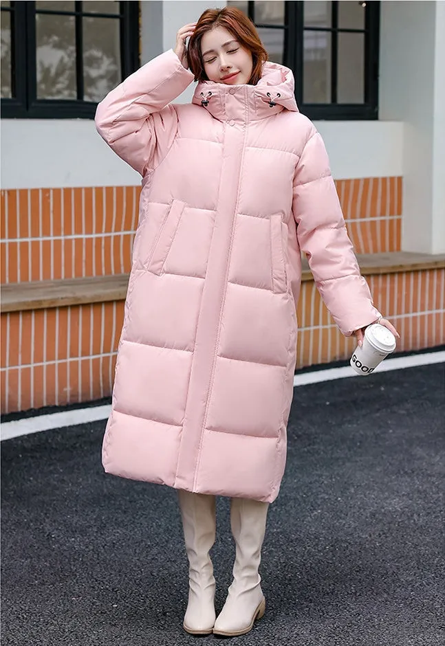 Oversized Relaxed-Fit Windproof Puffer Jacket with Full Zip