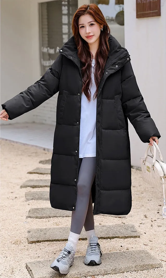 Oversized Relaxed-Fit Windproof Puffer Jacket with Full Zip