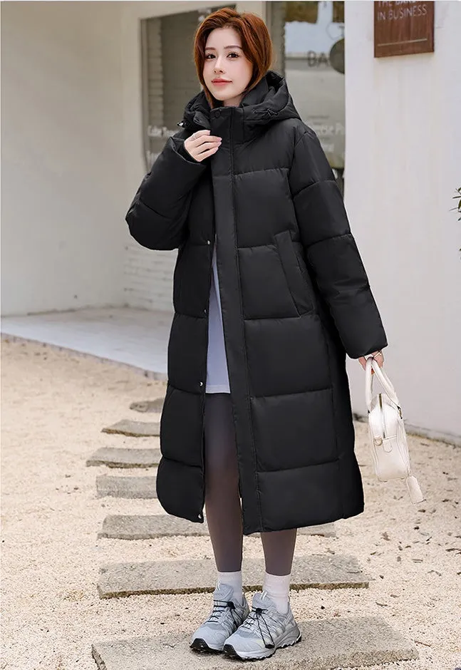 Oversized Relaxed-Fit Windproof Puffer Jacket with Full Zip
