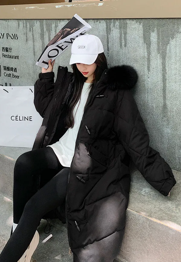Oversized Water-resistant Quilted Puffer Coat for Women