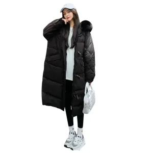 Oversized Water-resistant Quilted Puffer Coat for Women