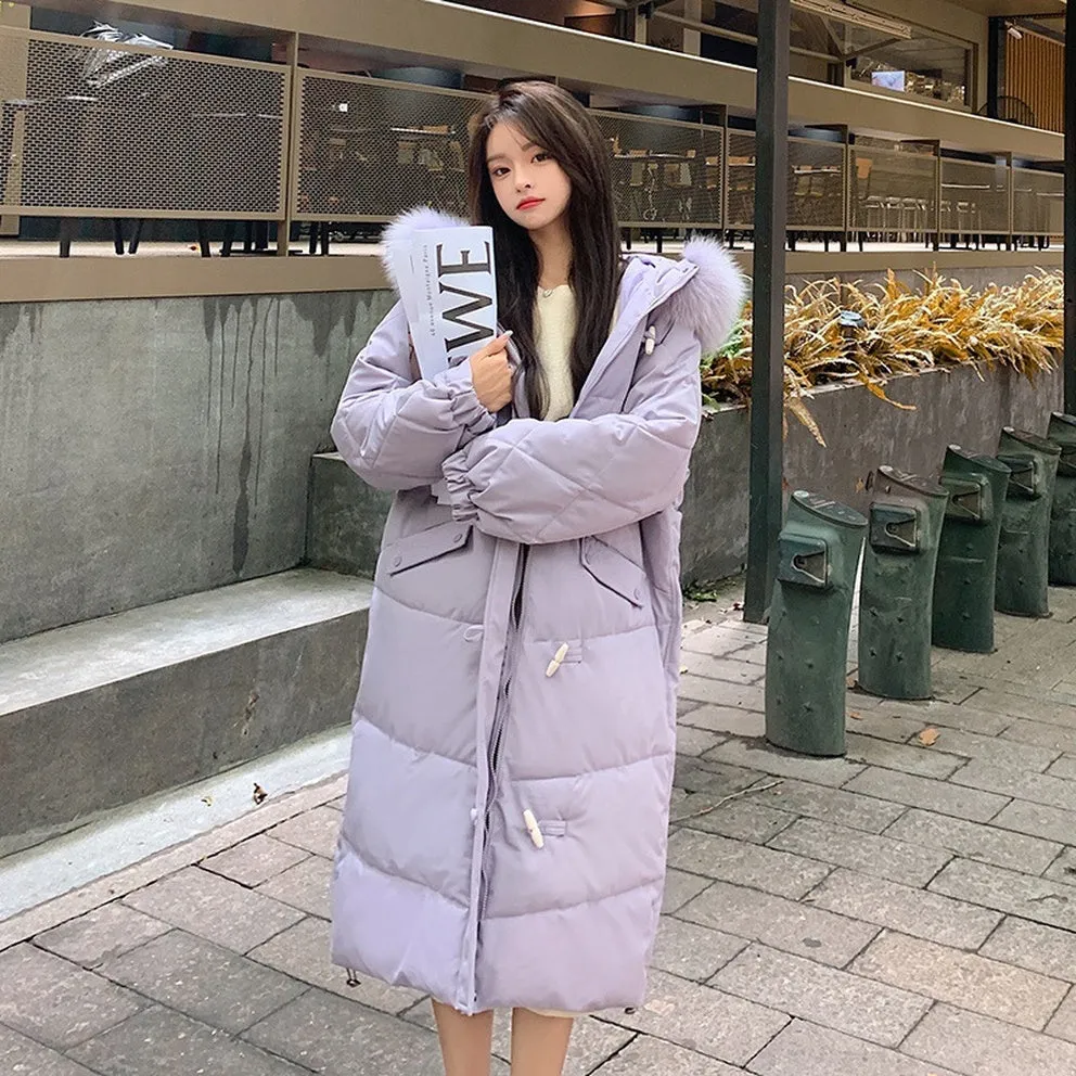 Oversized Water-resistant Quilted Puffer Coat for Women