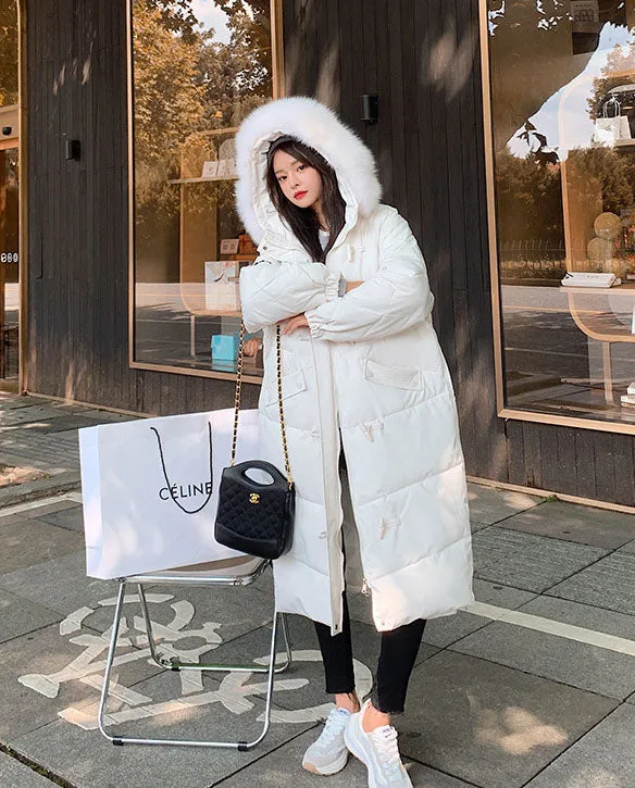 Oversized Water-resistant Quilted Puffer Coat for Women