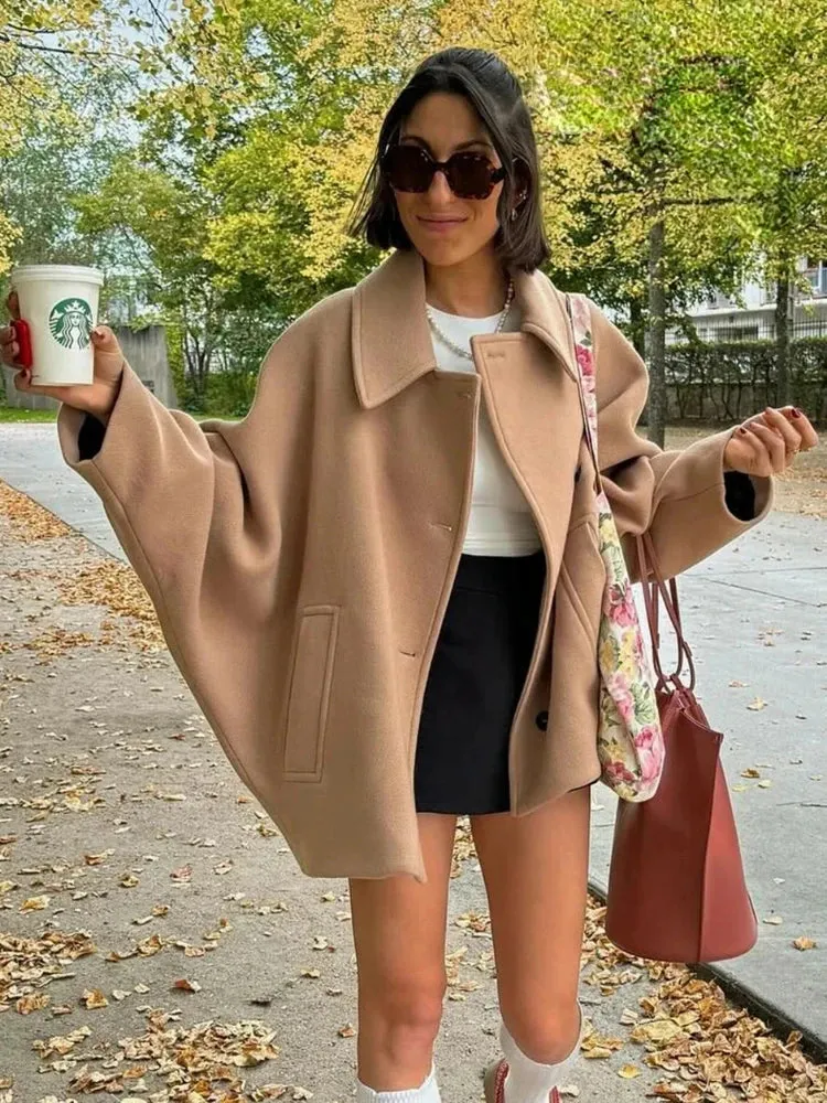 Oversized Wool-Blend Cape Coat | Chic & Timeless | Effortless Layering