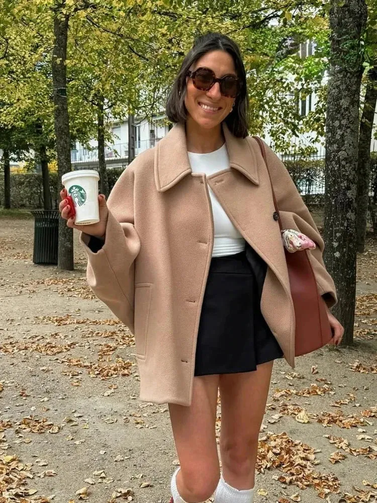 Oversized Wool-Blend Cape Coat | Chic & Timeless | Effortless Layering