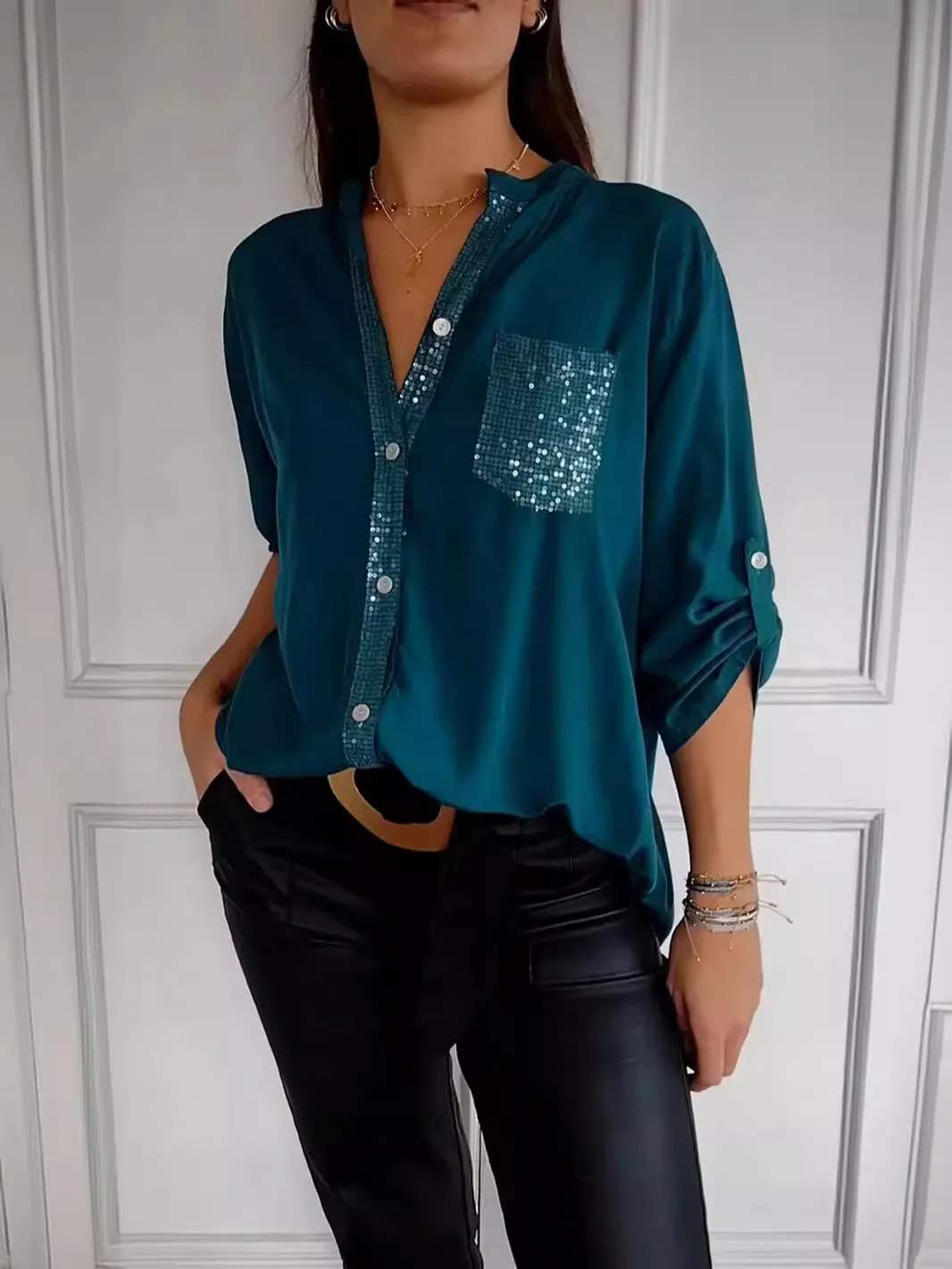 Paisley Sparkling V-Neck Blouse