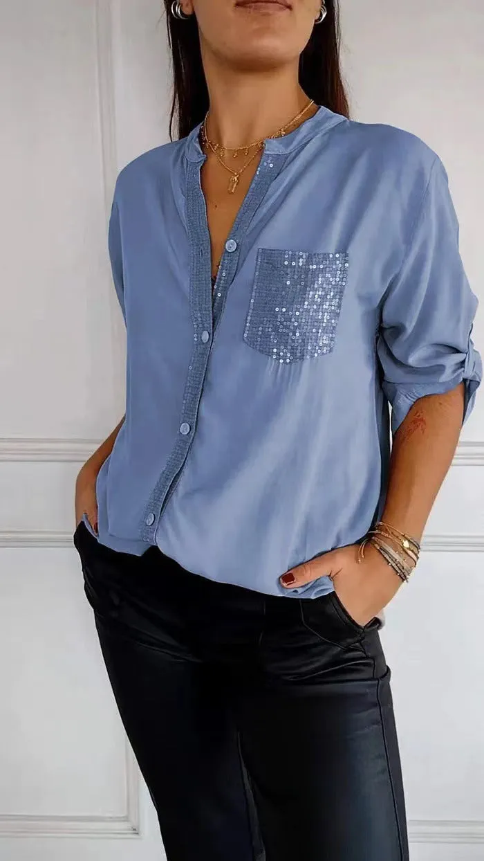 Paisley Sparkling V-Neck Blouse