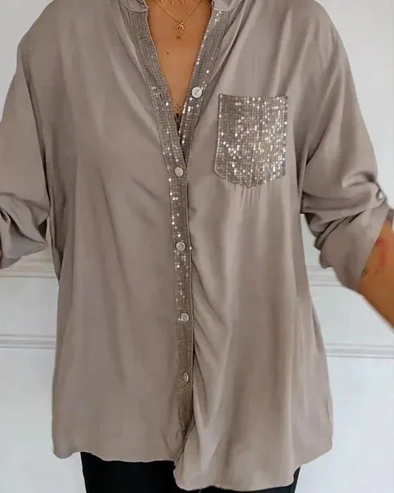Paisley Sparkling V-Neck Blouse