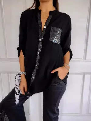 Paisley Sparkling V-Neck Blouse