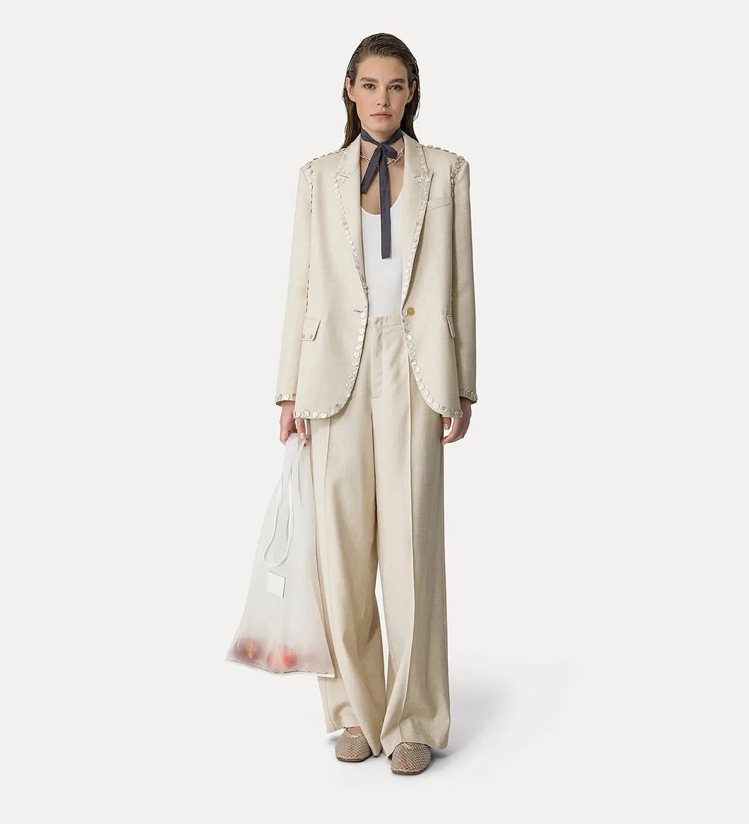Pearl Embroidered Jacket in Dune