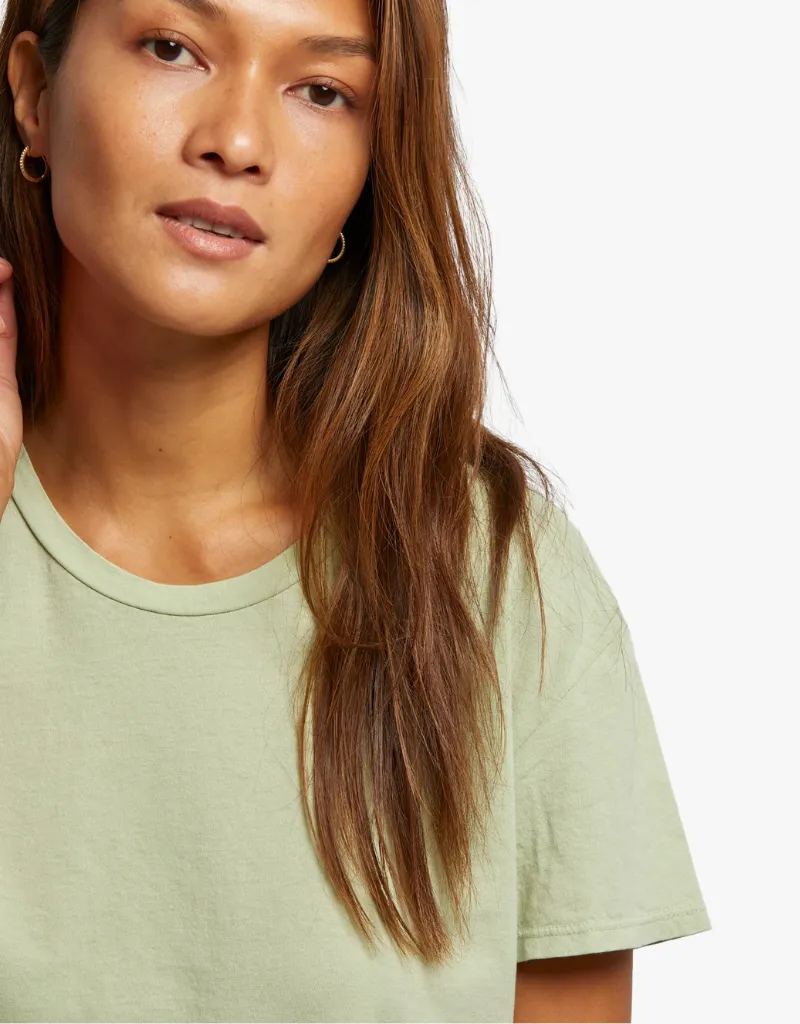 Perfect White Tee Harley Crispy Lightweight Cotton Boxy Crew Tee in Pistachio