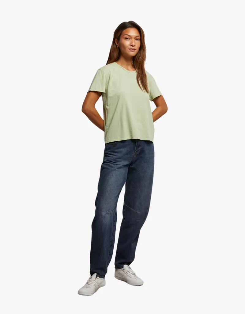 Perfect White Tee Harley Crispy Lightweight Cotton Boxy Crew Tee in Pistachio