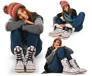 Pink Daisy Suede Snow Boots