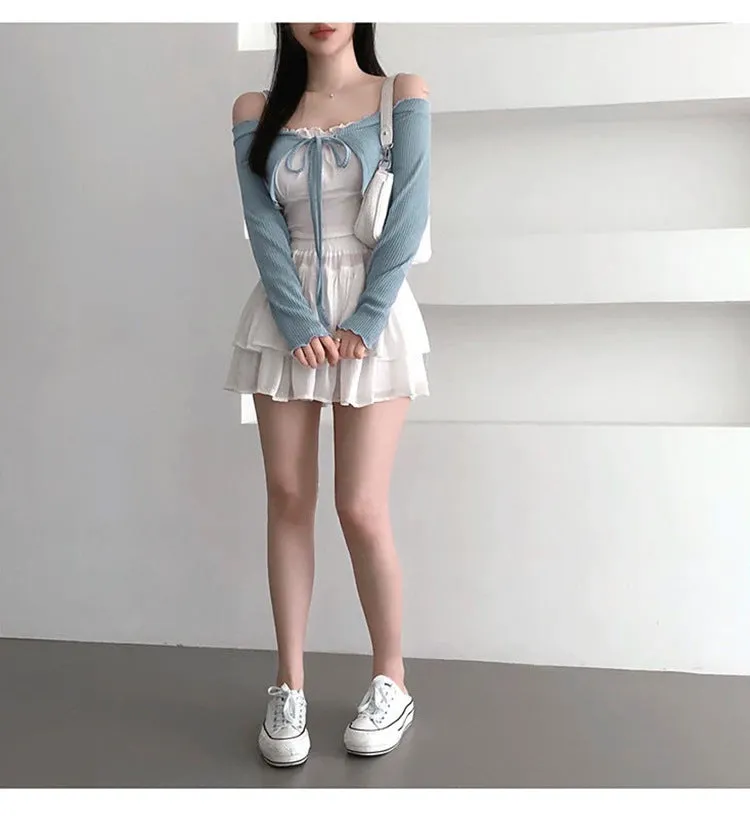 Pink Lace-up cardigan