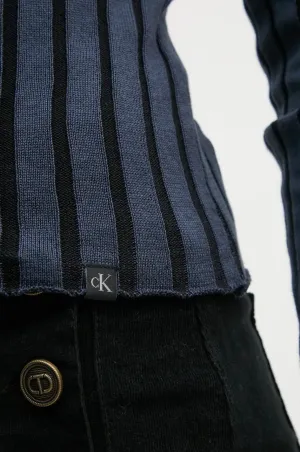 Plated High Neck Slim Sweater