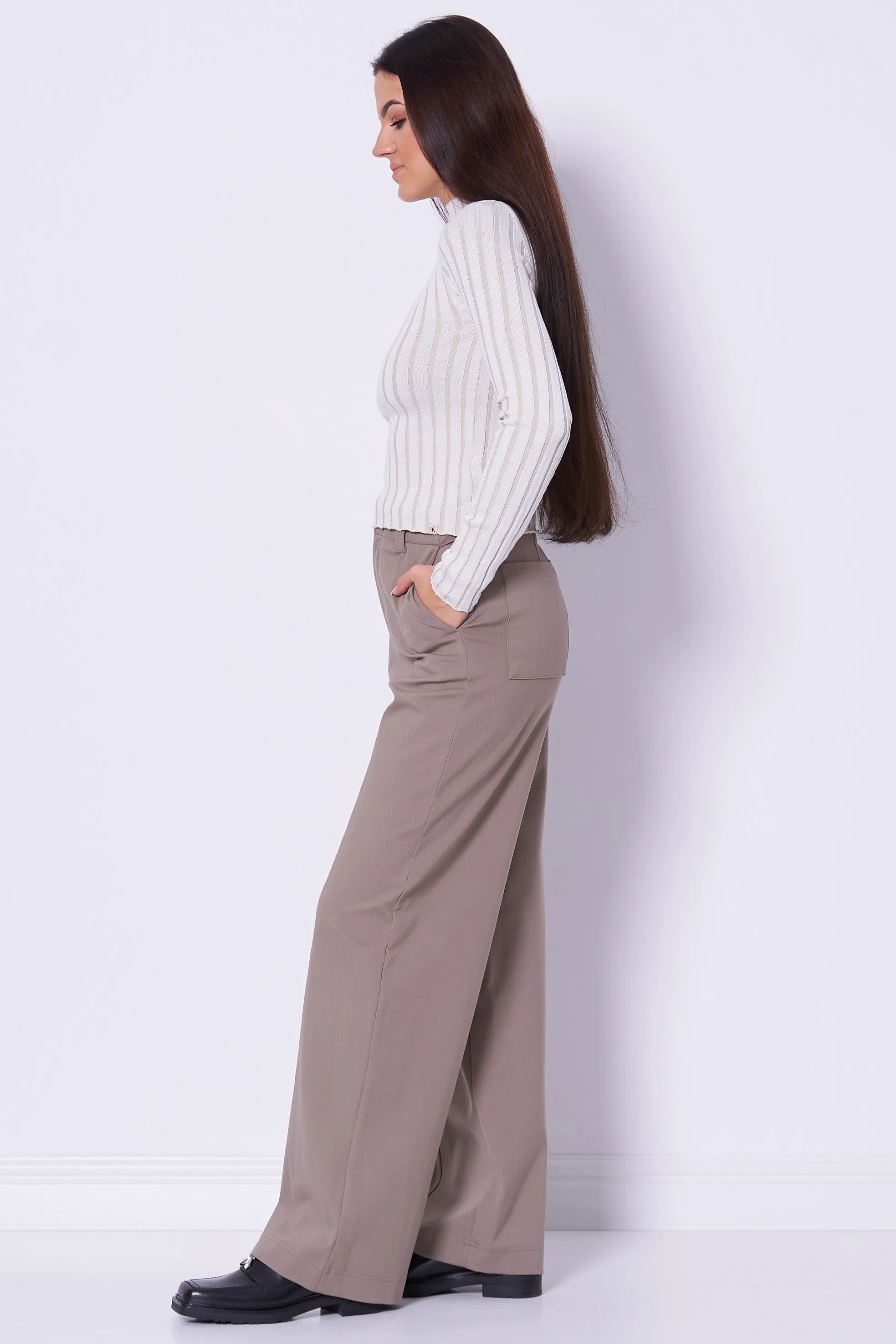 Plated High Neck Slim Sweater