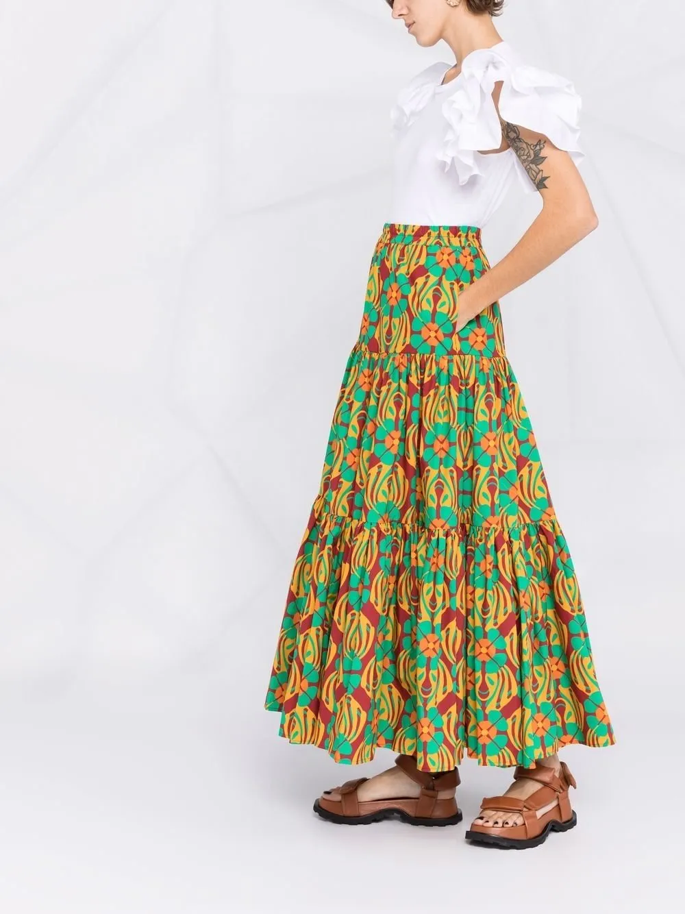 Pleated Cotton-Poplin Maxi Skirt